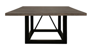HomeRoots 60" Rustic Dark Brown and Black Solid Wood Dining Table with Industrial Iron Frame for 6 People 544750