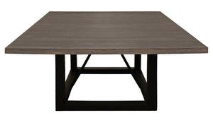 HomeRoots 60" Rustic Dark Brown and Black Solid Wood Dining Table with Industrial Iron Frame for 6 People 544750