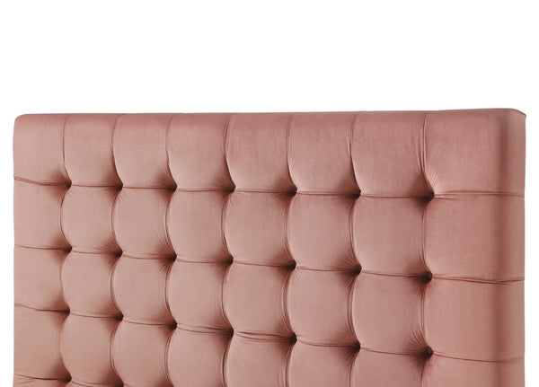 HomeRoots Blush Queen Upholstered Bed with Button-Tufted Headboard and Solid Wood Frame for Stylish Comfort Blush, Velvet 544751