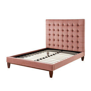 Homeroots Blush Solid Wood Queen Tufted Upholstered Velvet Bed Blush,Velvet Velvet 544751