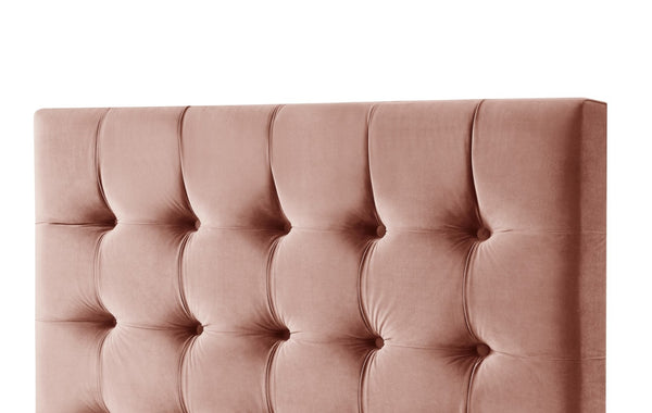 HomeRoots Blush Queen Upholstered Bed with Button-Tufted Headboard and Solid Wood Frame for Stylish Comfort Blush, Velvet 544752