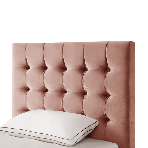 Homeroots Blush Solid Wood Twin Tufted Upholstered Velvet Bed Blush,Velvet Velvet 544752