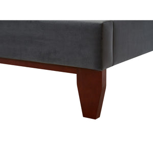 Homeroots Gray Solid Wood King Tufted Upholstered Velvet Bed Grey,Velvet Velvet 544753