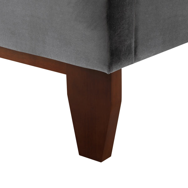 Homeroots Gray Solid Wood Twin Tufted Upholstered Velvet Bed Grey,Velvet Velvet 544755