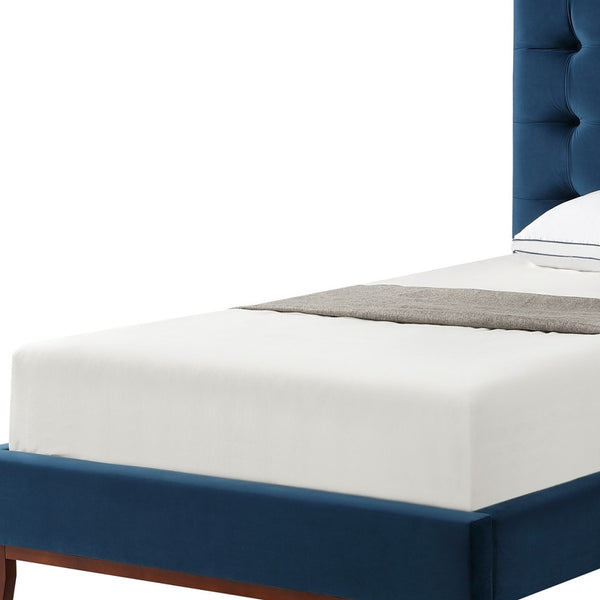 Homeroots Navy Blue Solid Wood Twin Tufted Upholstered Velvet Bed Navy,Velvet Velvet 544758
