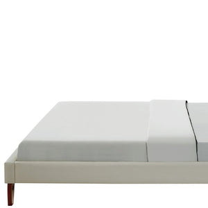 Homeroots Beige Solid Wood King Tufted Upholstered Linen Bed Beige,Linen Linen 544759