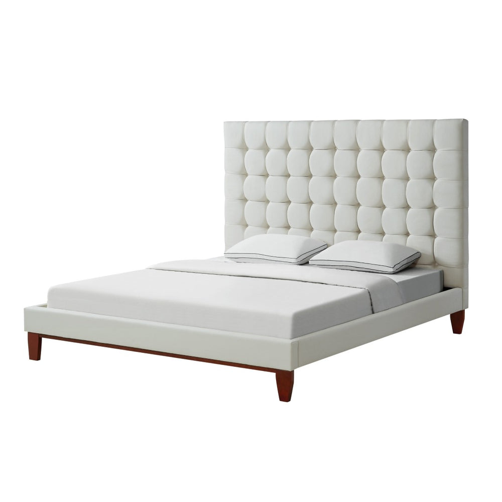 HomeRoots Beige Tufted Linen Queen Bed Frame - Elegant Upholstered Design, Durable Construction & Comfort 544760