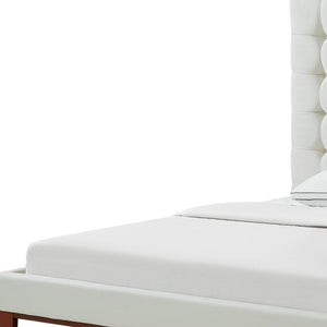 HomeRoots Beige Tufted Linen Queen Bed Frame - Elegant Upholstered Design, Durable Construction & Comfort 544760