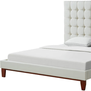 HomeRoots Beige Tufted Linen Queen Bed Frame - Elegant Upholstered Design, Durable Construction & Comfort 544760