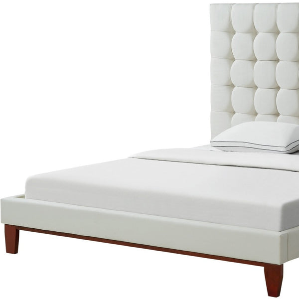 HomeRoots Beige Tufted Linen Queen Bed Frame - Elegant Upholstered Design, Durable Construction & Comfort 544760