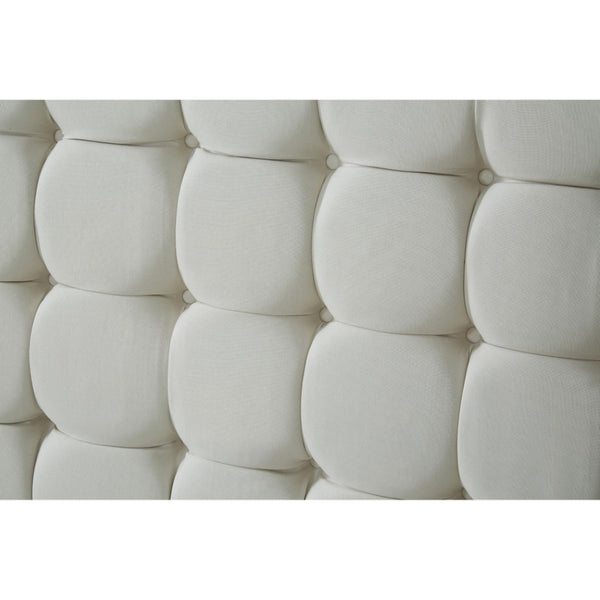 HomeRoots Beige Tufted Linen Queen Bed Frame - Elegant Upholstered Design, Durable Construction & Comfort 544760
