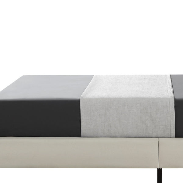 Homeroots Beige Solid Wood Twin Tufted Upholstered Linen Bed Frame Beige,Linen Linen 544761