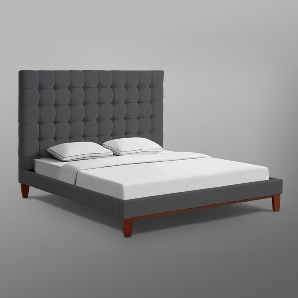 HomeRoots Gray Tufted Linen Upholstered King Bed Frame - Elegant Design, Supportive Comfort, No Box Spring Needed! 544762