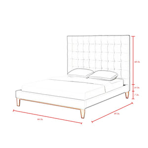 Homeroots Gray Solid Wood Queen Tufted Upholstered Linen Bed Grey,Linen Linen 544763