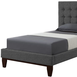HomeRoots Light Gray Tufted Linen Twin Bed Frame - Stylish Upholstered Design for Modern Comfort & Elegance 544764