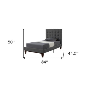 HomeRoots Light Gray Tufted Linen Twin Bed Frame - Stylish Upholstered Design for Modern Comfort & Elegance 544764