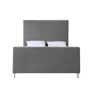 Homeroots Gray Solid Wood Queen Upholstered Velvet Bed Grey,Velvet Velvet 544766