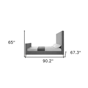 Homeroots Gray Solid Wood Queen Upholstered Velvet Bed Grey,Velvet Velvet 544766