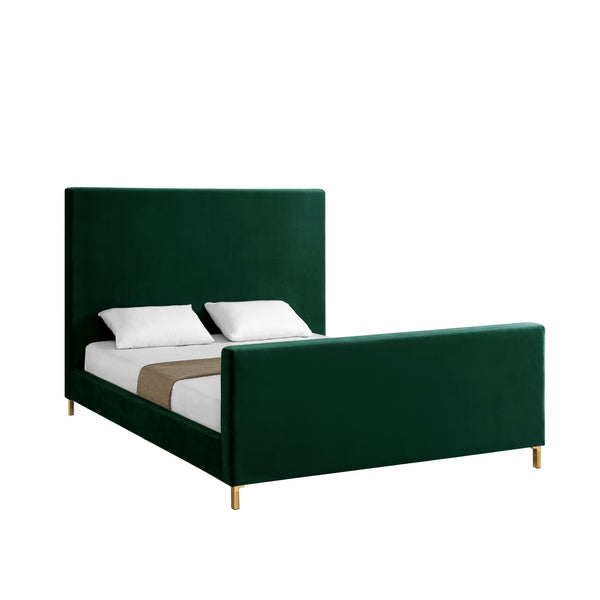 Homeroots Hunter Green Solid Wood King Upholstered Velvet Bed Hunter Green,Velvet Velvet 544767