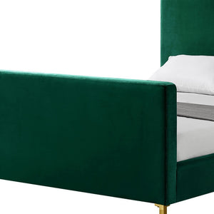 Homeroots Hunter Green Solid Wood Queen Upholstered Velvet Bed Hunter Green,Velvet Velvet 544768