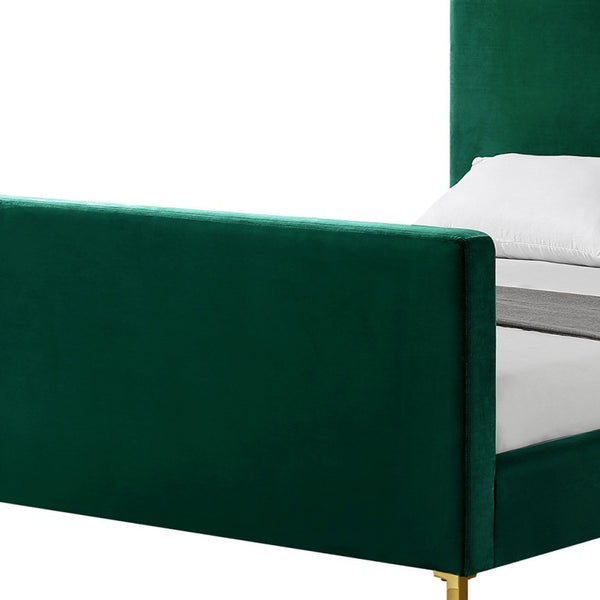 Homeroots Hunter Green Solid Wood Queen Upholstered Velvet Bed Hunter Green,Velvet Velvet 544768