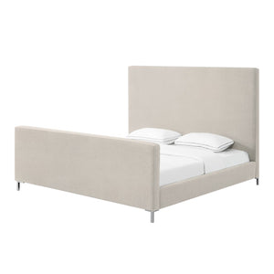 HomeRoots Beige Linen Upholstered King Bed Frame - Stylish, Durable Design for Ultimate Comfort & Support 544771