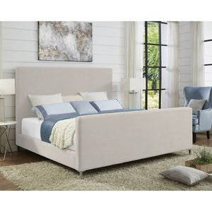 HomeRoots Beige Linen Upholstered King Bed Frame - Stylish, Durable Design for Ultimate Comfort & Support 544771