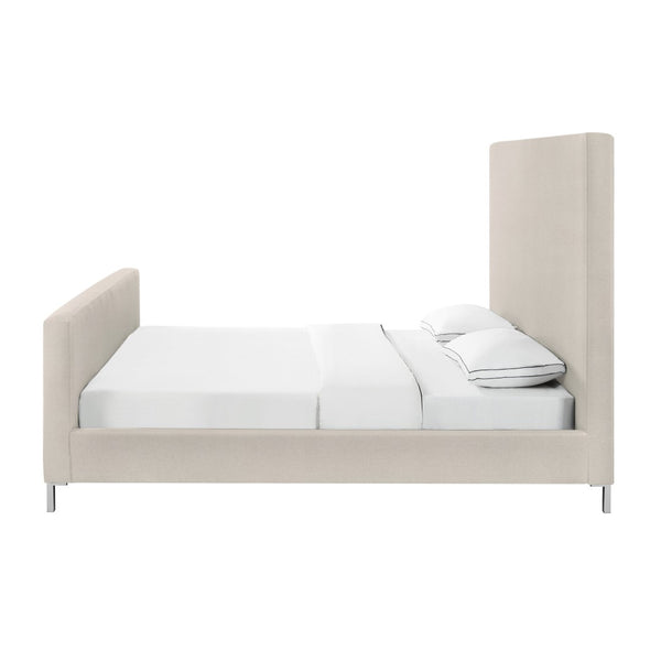 HomeRoots Beige Linen Upholstered King Bed Frame - Stylish, Durable Design for Ultimate Comfort & Support 544771