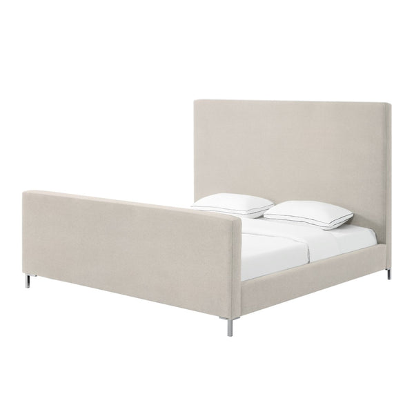 HomeRoots Beige Linen Upholstered Queen Bed Frame - Modern Design, Cozy Comfort, Durable Eucalyptus Construction 544772