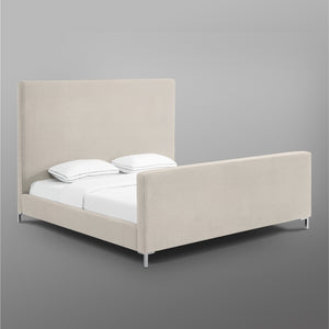 HomeRoots Beige Linen Upholstered Queen Bed Frame - Modern Design, Cozy Comfort, Durable Eucalyptus Construction 544772