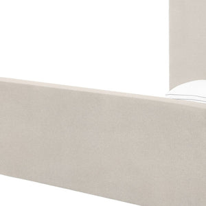 HomeRoots Beige Linen Upholstered Queen Bed Frame - Modern Design, Cozy Comfort, Durable Eucalyptus Construction 544772