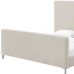 HomeRoots Beige Linen Upholstered Queen Bed Frame - Modern Design, Cozy Comfort, Durable Eucalyptus Construction 544772