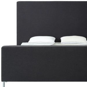 HomeRoots Charcoal Linen Upholstered King Bed Frame - Modern Minimalist Design for Ultimate Bedroom Comfort 544773