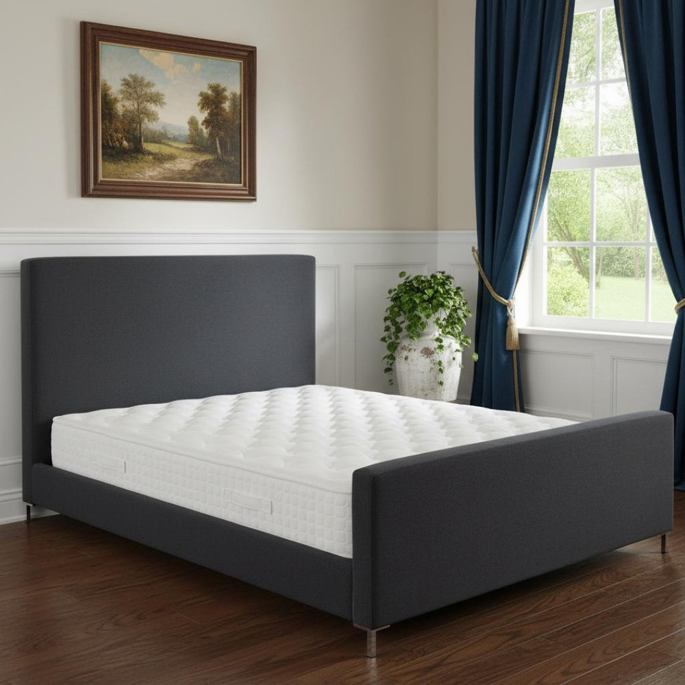 HomeRoots Charcoal Linen Upholstered King Bed Frame - Modern Minimalist Design for Ultimate Bedroom Comfort 544773