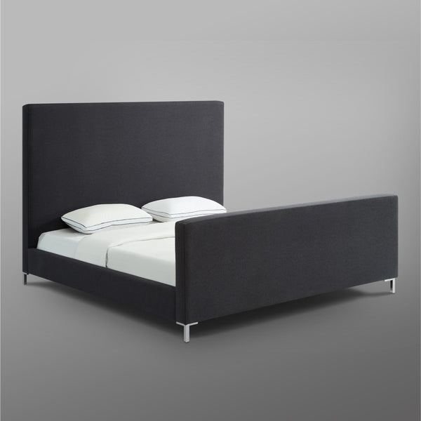 HomeRoots Charcoal Linen Upholstered King Bed Frame - Modern Minimalist Design for Ultimate Bedroom Comfort 544773