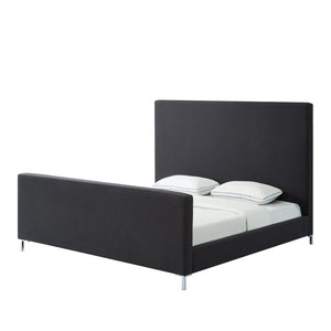 HomeRoots Charcoal Linen Upholstered Queen Bed Frame - Modern Elegance with Durable Support and Comfort 544774