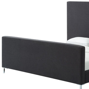 HomeRoots Charcoal Linen Upholstered Queen Bed Frame - Modern Elegance with Durable Support and Comfort 544774