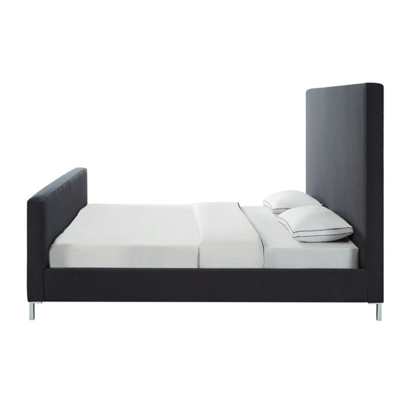 HomeRoots Charcoal Linen Upholstered Queen Bed Frame - Modern Elegance with Durable Support and Comfort 544774