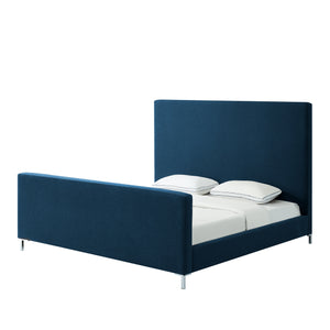 Homeroots Denim Blue Solid Wood King Upholstered Linen Bed Denim,Linen Linen 544775