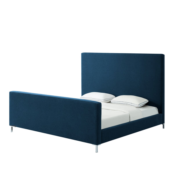 Homeroots Denim Blue Solid Wood King Upholstered Linen Bed Denim,Linen Linen 544775