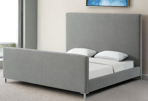 Homeroots Gray Solid Wood King Upholstered Linen Bed Grey,Linen Linen 544777