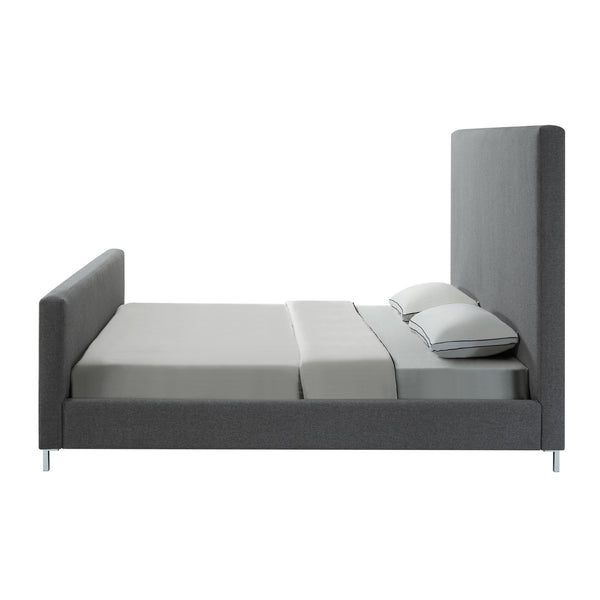 Homeroots Gray Solid Wood King Upholstered Linen Bed Grey,Linen Linen 544777