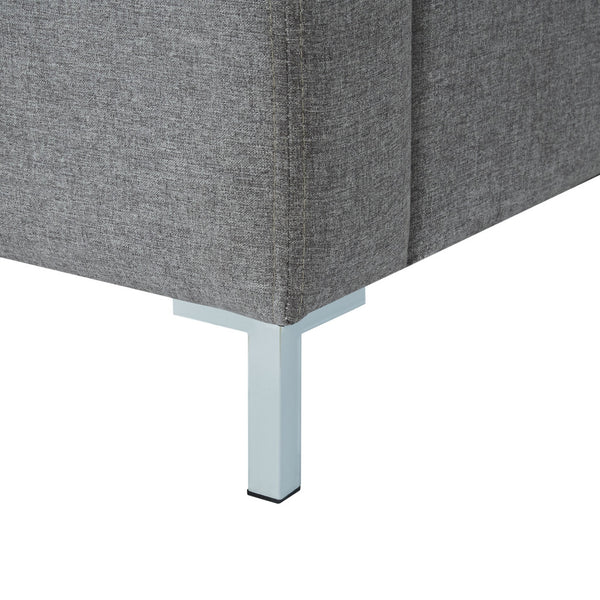 Homeroots Gray Solid Wood King Upholstered Linen Bed Grey,Linen Linen 544777