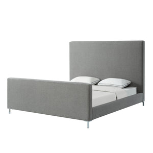 Homeroots Gray Solid Wood Queen Upholstered Linen Bed Grey,Linen Linen 544778
