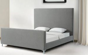 Homeroots Gray Solid Wood Queen Upholstered Linen Bed Grey,Linen Linen 544778