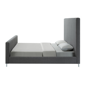 Homeroots Gray Solid Wood Queen Upholstered Linen Bed Grey,Linen Linen 544778