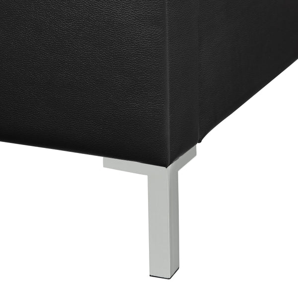 Homeroots Black Solid Wood Queen Upholstered Faux Leather Bed With Nailhead Trim Black,Leather Pu Leather Pu 544780