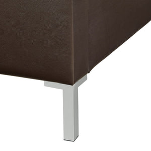 HomeRoots Espresso Faux Leather Queen Bed Frame - Stylish Upholstered Design with Nailhead Trim & Durability 544782