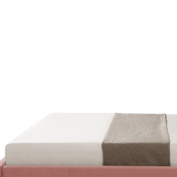 Homeroots Blush Solid Wood Queen Upholstered Velvet Bed With Nailhead Trim Blush,Velvet Velvet 544786