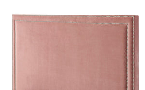 HomeRoots Black Solid Wood Queen Upholstered Bed with Nailhead Trim – Elegant Design for Timeless Comfort Blush, Velvet 544786